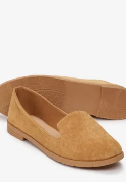 Brązowe Balerinki Typu Loafersy Daphikaia