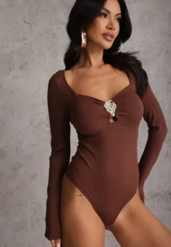 Brązowe Body z Metaliczną Ozdobą Aferriva