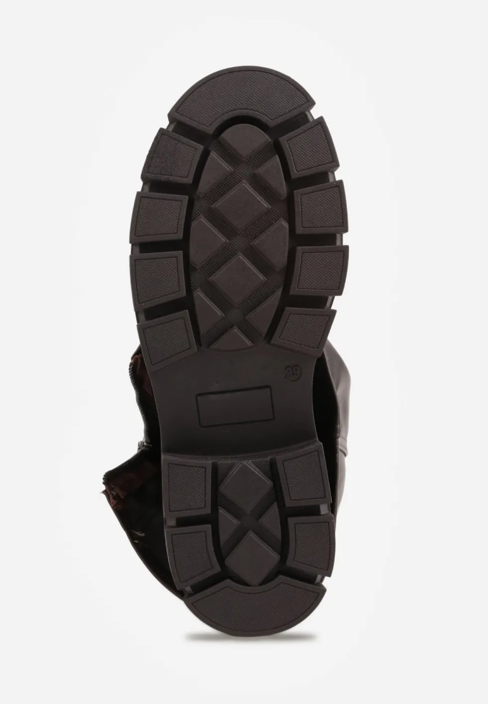 Brązowe Botki Biker Boots z Cholewką Imitującą Nogawkę z Klamerką Veresta