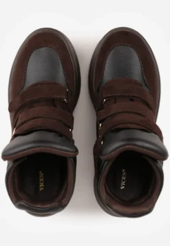 Brązowe Botki Sneakersy Vices na Platformie w Stylu Y2K Gelira