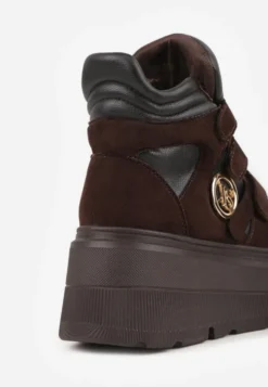 Brązowe Botki Sneakersy Vices na Platformie w Stylu Y2K Gelira