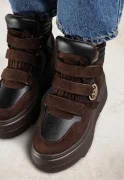 Brązowe Botki Sneakersy Vices na Platformie w Stylu Y2K Gelira