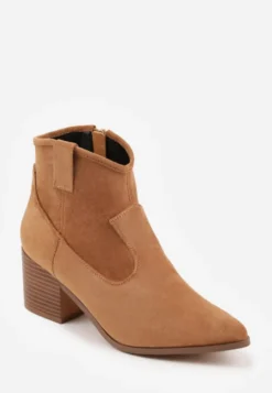 Brązowe Botki Vices w Stylu Kowbojek na Obcasie Vertige