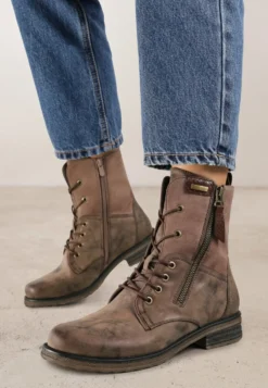 Brązowe Botki w Stylu Vintage ze Sznurowaniem Vemlora