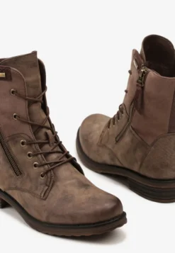 Brązowe Botki w Stylu Vintage ze Sznurowaniem Vemlora