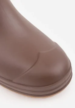 Brązowe Casualowe Kalosze z Niską Cholewką Zdobioną Tłoczeniami Zibfa