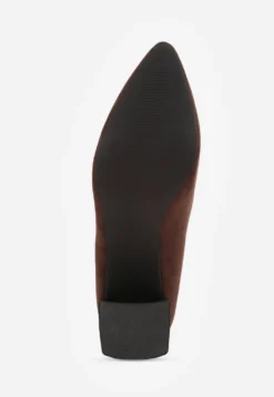 Brązowe Czółenka Vices na Stożku z Wkładką ze Skóry Naturalnej Esande