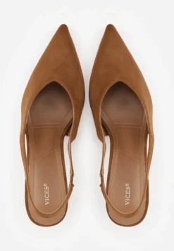 Brązowe Czółenka VICES Typu Slingback na Geometrycznej Szpilce Aziressa