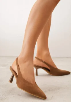 Brązowe Czółenka VICES Typu Slingback na Geometrycznej Szpilce Aziressa
