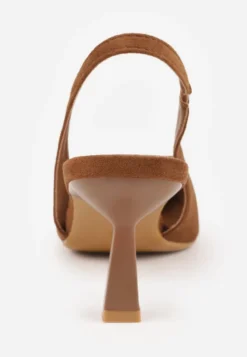 Brązowe Czółenka VICES Typu Slingback na Geometrycznej Szpilce Aziressa