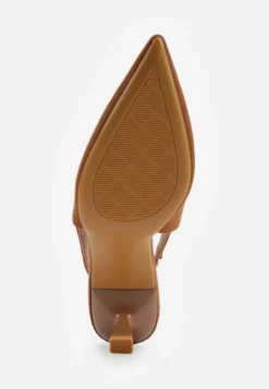 Brązowe Czółenka VICES Typu Slingback na Geometrycznej Szpilce Aziressa
