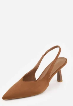 Brązowe Czółenka VICES Typu Slingback na Geometrycznej Szpilce Aziressa