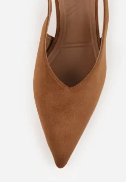 Brązowe Czółenka VICES Typu Slingback na Geometrycznej Szpilce Aziressa
