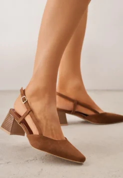 Brązowe Czółenka VICES w Stylu Slingback na Słupku Synossia