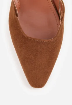 Brązowe Czółenka VICES w Stylu Slingback na Słupku Synossia