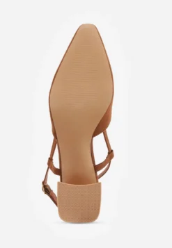 Brązowe Czółenka VICES w Stylu Slingback na Słupku Synossia