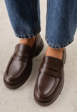 Brązowe Eleganckie Mokasyny VICES z Ozdobnym Wycięciem Evrarda