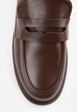 Brązowe Eleganckie Mokasyny VICES z Ozdobnym Wycięciem Evrarda