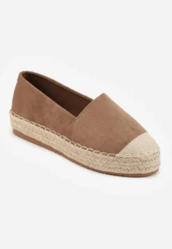 Brązowe Espadryle VICES w Klasycznym Stylu na Platformie z Plecionką Cherimare