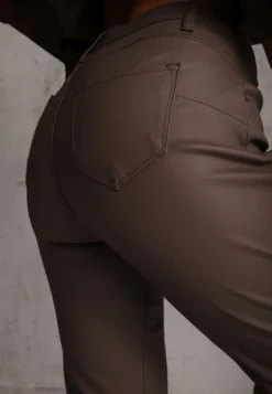 Brązowe Jeansy Flare High Waist z Kieszeniami Sonita