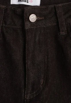 Brązowe Jeansy High Waist Szerokie z Bawełną Azile