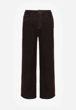 Brązowe Jeansy High Waist Szerokie z Bawełną Azile