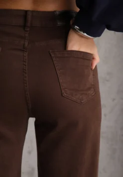 Brązowe Jeansy z Bawełny o Fasonie Straight Regular Waist Etelvina