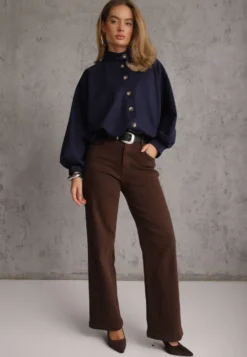 Brązowe Jeansy z Bawełny o Fasonie Straight Regular Waist Etelvina