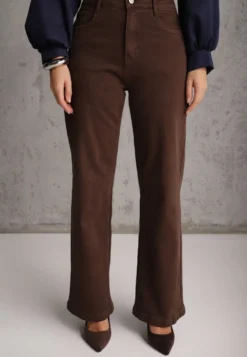 Brązowe Jeansy z Bawełny o Fasonie Straight Regular Waist Etelvina