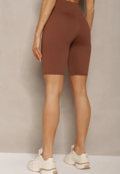 Brązowe Kolarki Szorty Elastyczne High Waist Meania