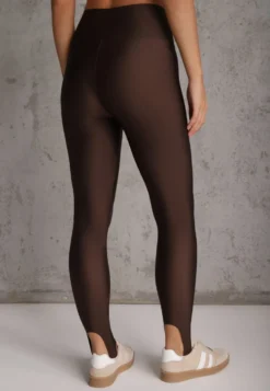 Brązowe Legginsy High Waist z Zapiętkami Oliviera