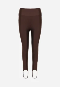 Brązowe Legginsy High Waist z Zapiętkami Oliviera