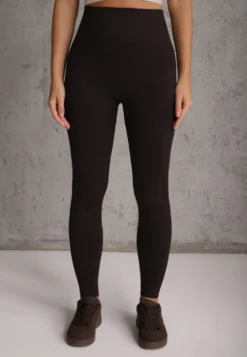 Brązowe Modelujące Legginsy High Waist Deliza
