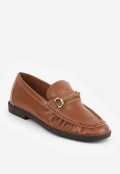 Brązowe Mokasyny VICES Loafersy z Marszczeniem i Wkładką ze Skóry Naturalnej Mussai