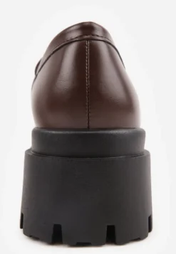 Brązowe Mokasyny VICES o Fasonie Chunky na Platformie z Bieżnikiem Sastesa