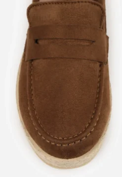 Brązowe Mokasyny z Plecionką w Stylu Boho Galenatea