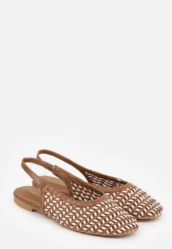 Brązowe Plecione Sandały Typu Slingback Ellariell