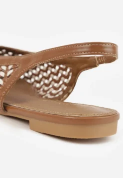 Brązowe Plecione Sandały Typu Slingback Ellariell