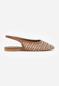 Brązowe Plecione Sandały Typu Slingback Ellariell