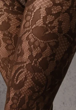 Brązowe Rajstopy Koronkowe w Eleganckim Stylu Fihanoriel