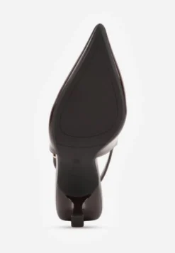Brązowe Sandały Lakierowane na Szpilce Vices Typu Slingback Tilazea