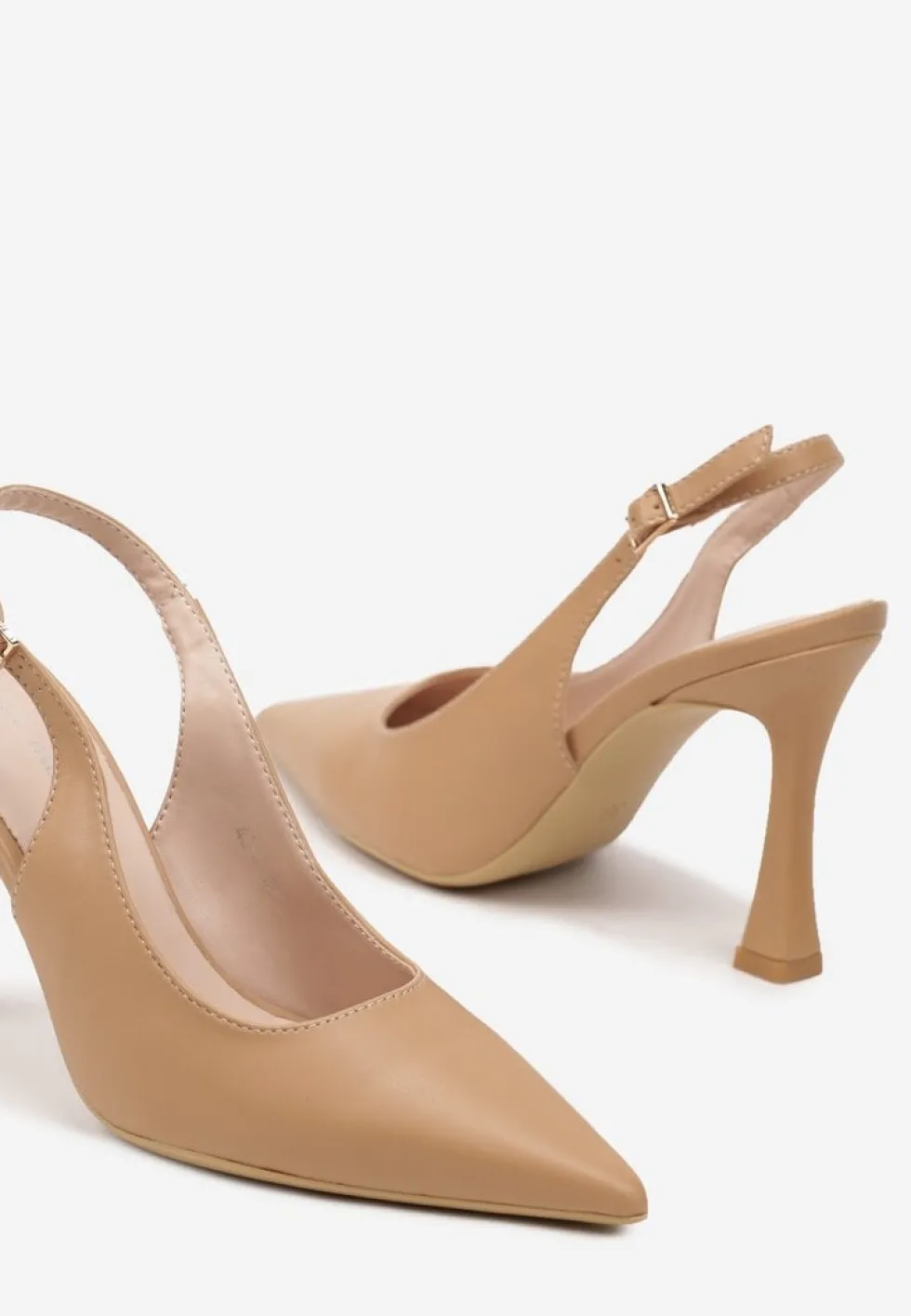 Brązowe Sandały na Obcasie Typu Slingback Dolandra
