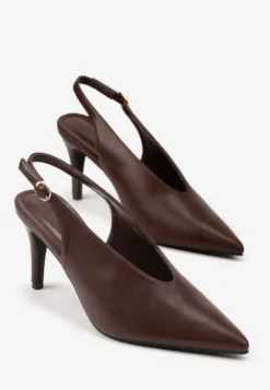 Brązowe Sandały Slingback na Obcasie Typu Szpilka Latira