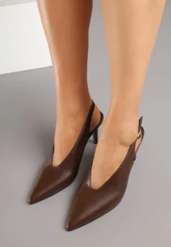 Brązowe Sandały Slingback na Obcasie Typu Szpilka Latira