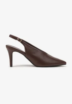 Brązowe Sandały Slingback na Obcasie Typu Szpilka Latira