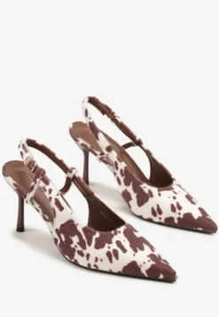 Brązowe Sandały Vices w Krowie Łaty na Szpilce Slingback Raleira