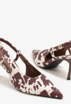 Brązowe Sandały Vices w Krowie Łaty na Szpilce Slingback Raleira