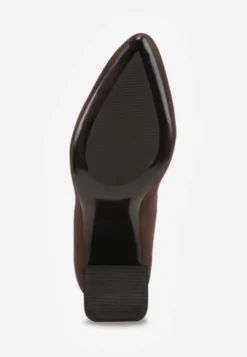 Brązowe Skarpetkowe Botki VICES na Słupku w Eleganckim Stylu Rarana