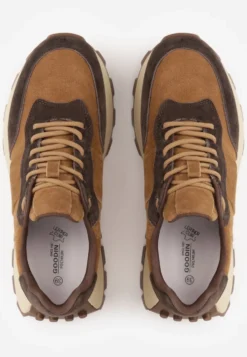 Brązowe Skórzane Sneakersy Chunky na Platformie z Bieżnikiem Calmo