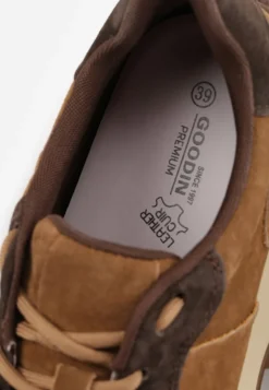 Brązowe Skórzane Sneakersy Chunky na Platformie z Bieżnikiem Calmo